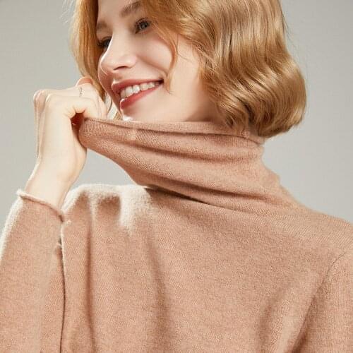 2021 New Winter Women Sweater 100% Wool Sweater Super Warm Pullover Female High Collar Solid Basic Jumper Ladies Turtleneck Tops