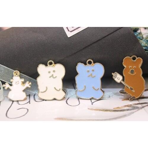 10pcs/lot Cute animals koala raccoon dog Enamel Charms for DIY Earring Jewelry Handmade Headwear accessories Finding XL752