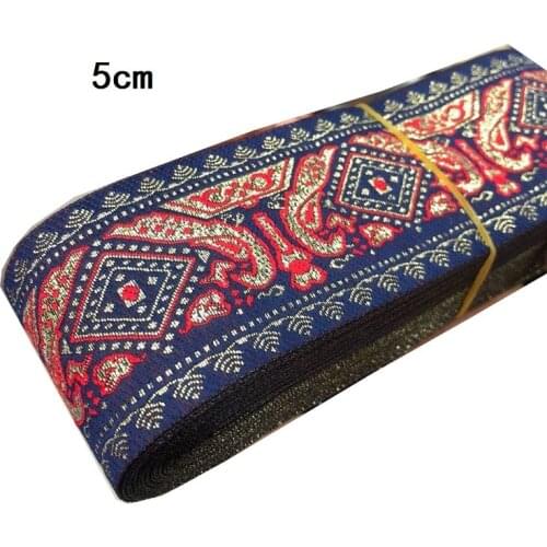 10yards/lots wide 5cm Woven Jacquard Ribbon geometry pattern for curtain and clothing accessory LS-274