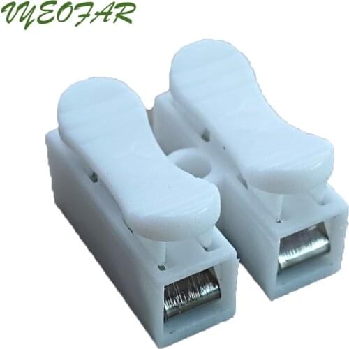 100Pcs 2 way Spring Push Quick Cable Connector CH-2 LED Strip Fast Connecting Wire Connector wiring terminal 10A 250V