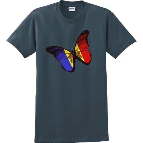 2019 Summer Style Brand Casual O-Neck Male Tops & Tees Andorra Flag Butterfly Print T-Shirtprinting Cotton T-Shirts