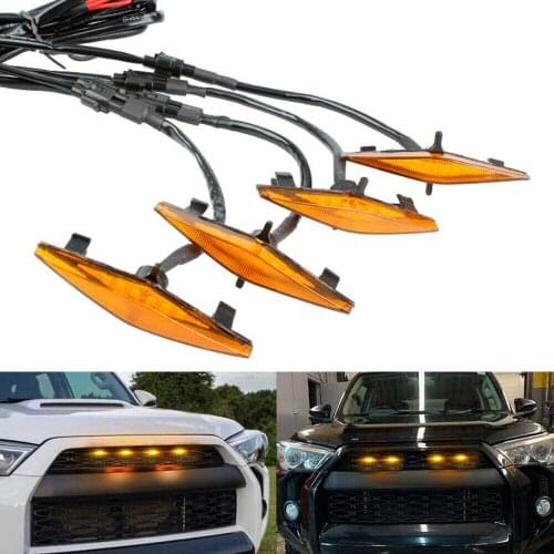 4pcs Amber/Smoke Lens Led Grille Amber Lights Kit Plug & Play For Toyota 4Runner TRD Pro 2014-2019