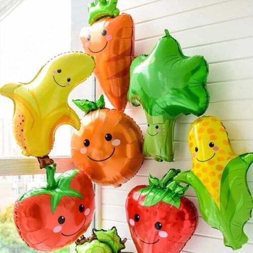 50Pcs NEW Food Vegetables Cartoon Foil Balloon Fruit Birthday Party Decoration Ball Delicious Pizza Movie Corn Lovely Kids Toy