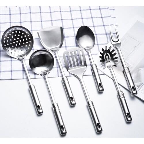 7 Pcs/set Stainless Steel Kitchen Cooking Utensils Non-Stick Soup Spoon Fork Spoon Frying Spatula Kitchenware Kitchen Tools