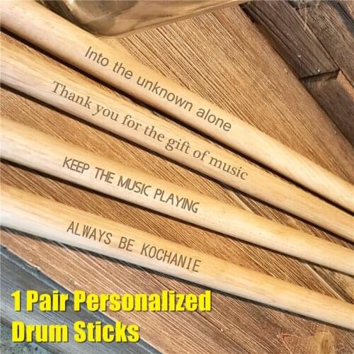 Drumsticks 1 Pair Personalized Custom Drummer Gift Size 5A Laser Engraved Maple Tips Wood Drum sticks Musician Dropshipping -32