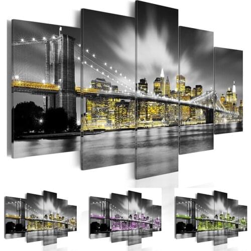 No Frame ) New York Canvas Art Print Modern City Metal Diamond Painting Home Decoration, Choose Color & Size