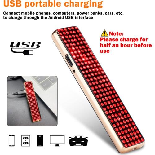 Bling Rhinestone USB Ashtray Lighter Car Auto Use with Lid Glitter Ashtray for Automotive Car