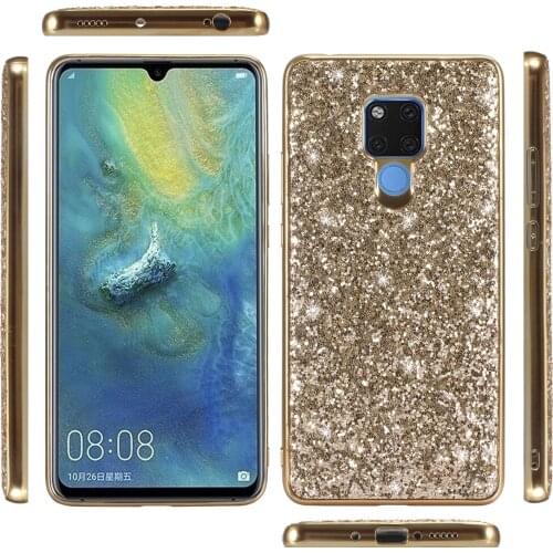 Shiny Conque Case for Huawei Mate 20 X 7.2" Hard Back Soft Frame Cover Mate 20X Funda Crystal Bling Funda Mate20 X Bumper