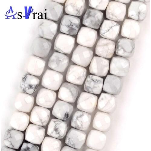 High Quality Genuine Natural Stone Faceted White Turquoises Beads For Jewelry Making Square Loose Spacer Beads DIY Bracelet 15"