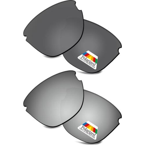 Bwake 2 Pairs Black & Silver Polarized Replacement Lenses for-Oakley Frogskins Lite OO9374 Sunglasses Frame