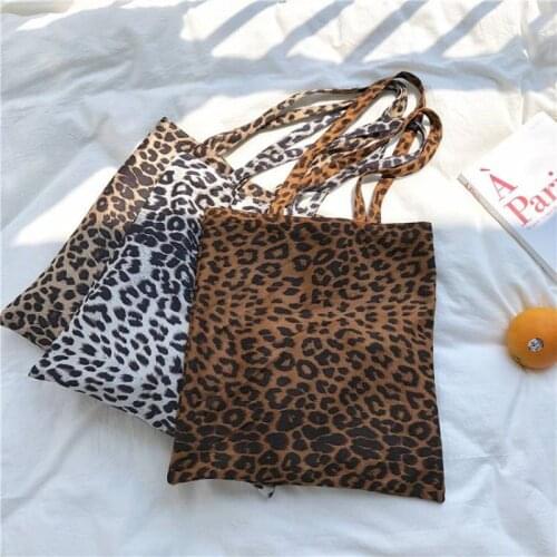 CGC 2021 Fashion Leopard Tote Bag Women Casual Canvas Korean Style Shopper Shoulder Bag Female Trendy Large Capacity Handbag
