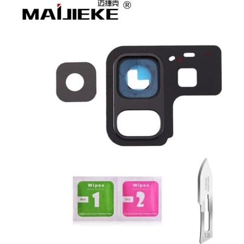 MAIJIEKE Black Rear Back Camera Lens Cover Frame for Samsung Galaxy A8 (2018) A530 / A8 Plus (2018) A730+Sticker Cleaning Wipes