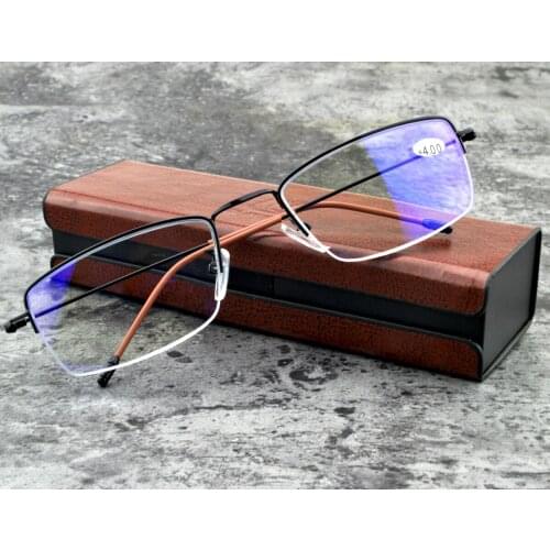 Halfrim Black Business Reading Glasses Alloy Frame for Gentlemen Men Blue Light Blocking High Quality+1+1.5 +2.0 +2.5 +3 +4