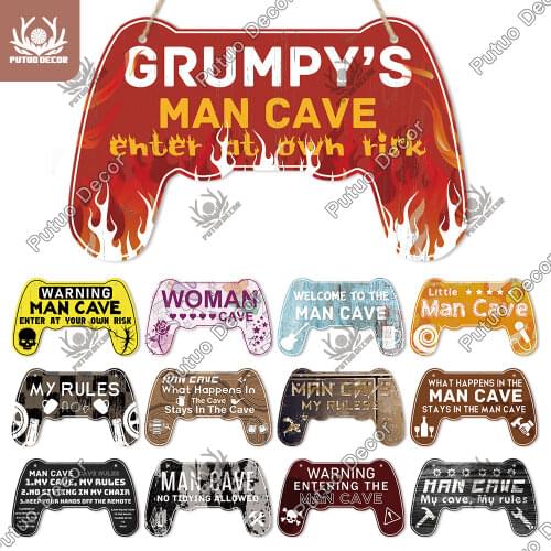Putuo Decor Game Plaques Irregular Sign Wooden Wall Plaque for Game Room Man Cave Wall Decoration Plates Personalized Gamer Gift