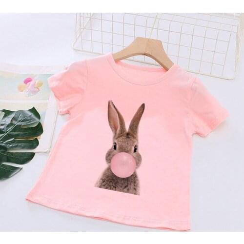 24M 3T 4T 5T 6T 7T 8T 9T Toddler Shirt Rabbit Bubble Blowing Cartoon Girls Boys Tshirt Spoof Girl T Shirt Children Clothes Cool