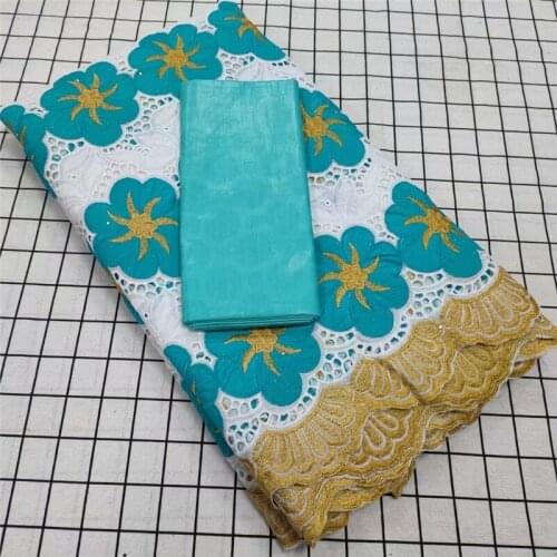 Royal Blue African 100% Cotton Lace Fabric white Latest Swiss Voile Lace In Switzerland With Stones For Men Women Dress Party