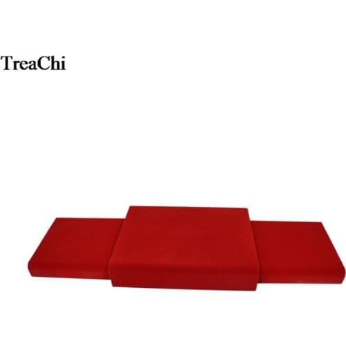 Red Velvet Jewelry Display Counter Board Wooden Window Store Jewelry Exhibition Floorboard Showcase Tray