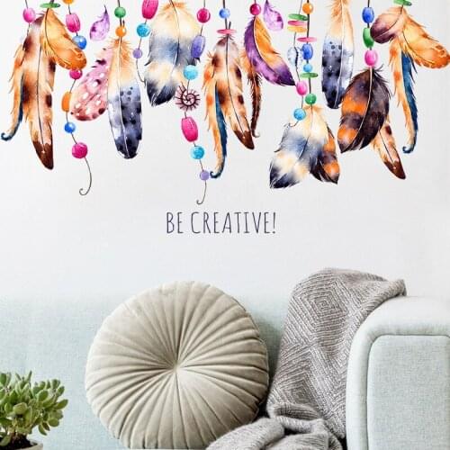 Creative Color Feather Wall Stickers Pvc Home Decor Living Room Bedroom Decoration Mural Wallpaper Self adhesive Porch Art Decal