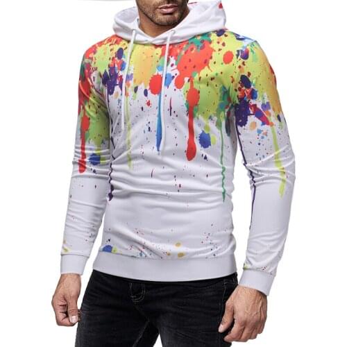 Hip Hop Mens Fashion Graffiti Hoodie Long Sleeve Slim Fit Casual Hoody Mens Hoodies Sweatshirts EU Size 3XL