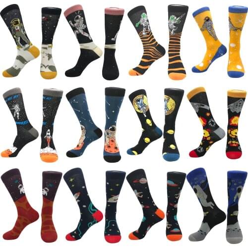 2021 new space wind socks men and women cotton socks personality planet cartoon couple socks neutral