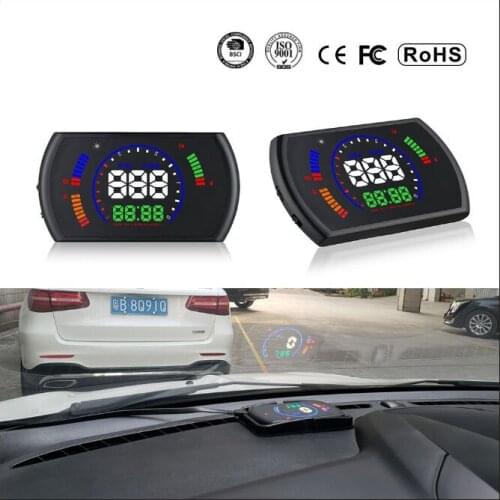 Dashboard Multiple Display OBD2 HUD Head Up Engine RPM Speed Gauge Water Temp Driving Time With Alarm Buzz Reflection HUD Mode