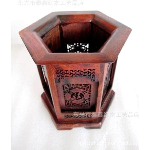 Redwood crafts hollow word blessing Laos rosewood pen pen ornaments carved mahogany office gifts