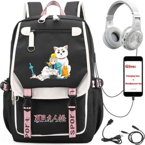 USB Charging teenagers Laptop packsack anime Natsume yuujinchou backpack Women men Travel Backpack student School book Bag
