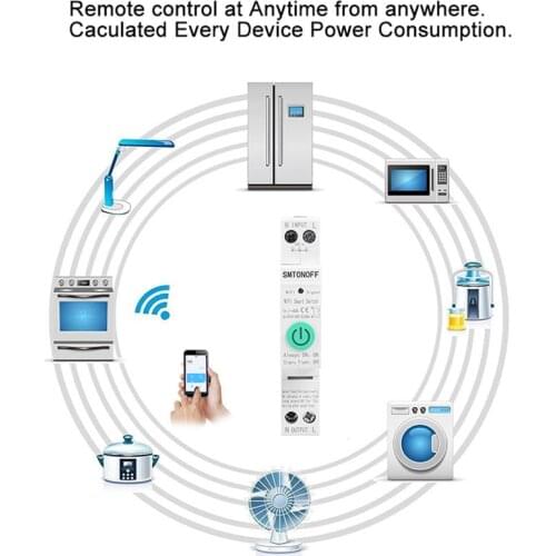 Single phase Tuya Din rail WIFI Smart Energy Meter leakage protection kWh Meter wattmeter voice control alexa google home
