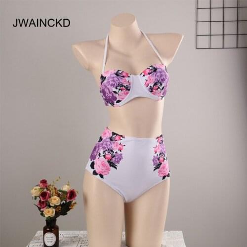 Sexy Bikinis Women Swimsuit 2018 Summer Cut Out Bathing Suits Push Up Bikini Print Swimwear Beach Wear With Underwire Biquini