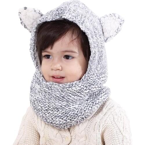Connectyle Baby Kids Warm Winter Hats Cute Thick Earflap Hood Hat Scarves with Ears