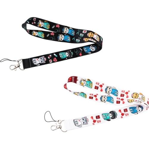 J2535 Cartoon Cat Lanyard For Keys Phone Strap Neck Strap Keychain Lanyards ID Badge Holder For Doctor Nurse