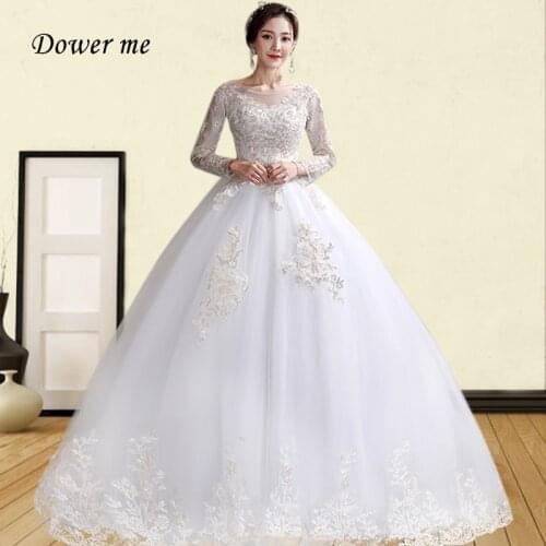 Long Sleeve Wedding Dresses GR743 Embroidery Lace Bridal Gowns Plus Size Wedding Dress Train Vestido De Novia 2020 Wedding Gown