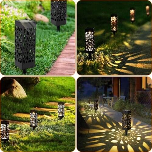 Solar Powered Lawn Lamps Hollow Projector Lights Outdoor Waterproof Landscape Lights For Garden Courtyard Pathway Decoration
