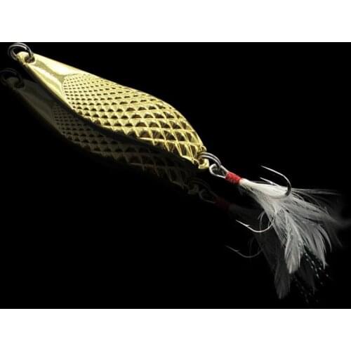 1Pcs Metal Spinner Spoon Fishing Lures 10g 15g 20g Gold Silver Artificial Bait With Feather Treble Hook Trout Pike Bass Tackle