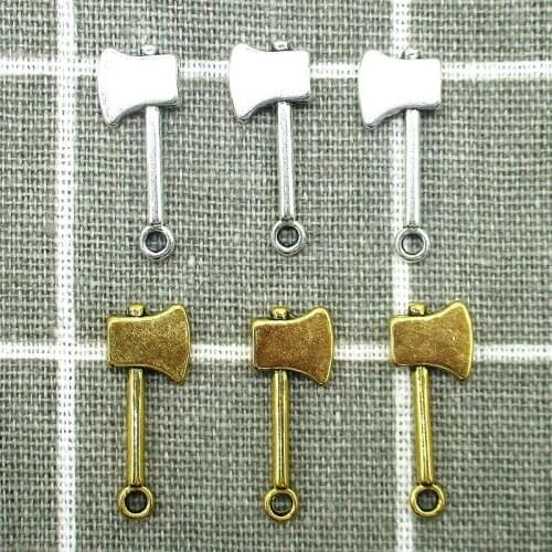 14pcs axe Tools Charms Antique Silver Gold Zinc Alloy hatchet Pendants Jewelry Findings For DIY Handmade Jewelry Making XL572