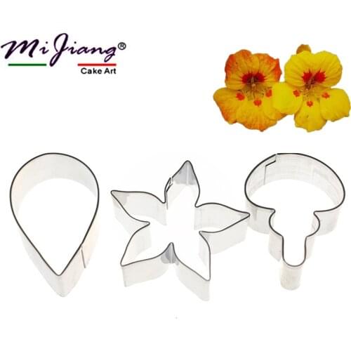 3pcs/set Flower Petal Mold Sugar Paste Stainless Steel Metal Cookie Cutter Cake Fondant Mold DIY Baking Decorating Tools A399