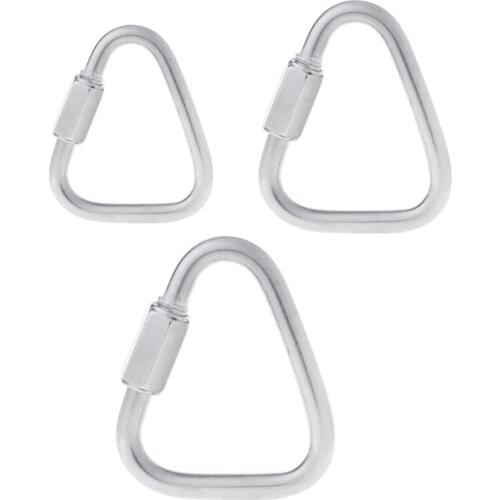 304 Stainless Steel Screw Lock Triangle Carabiner Climbing Gear Safety Snap Hook 3 size high quality