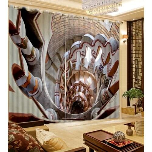 3d curtains blackout Creative staircase bedroom blackout curtains modern curtains for living room grommet top curtains