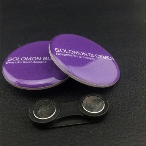 50pcs/lot strong magnet name badge holder custom logo staff name tags/badges with Epoxy surface and Acrylic plate