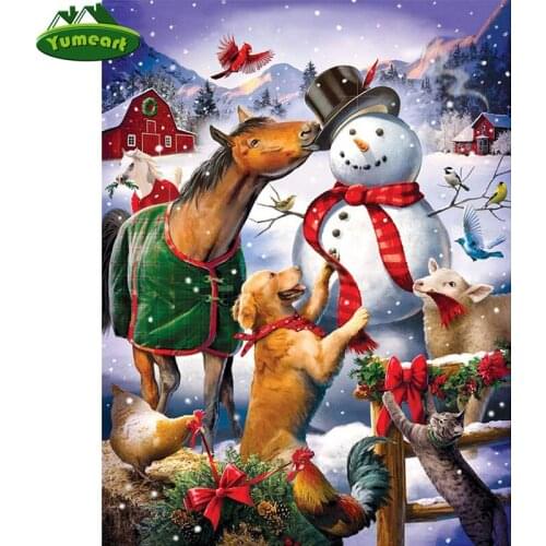 5D DIY Diamond Painting by Number Full Square Drill "Animals and snowman" Diamond Embroidery Cross Stitch,Mosaic,Home Decor,Gift