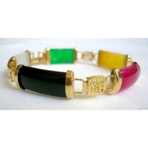 FREE SHIPPING>> traditional eastern style Multi Color JADE / black stone/stone bracelet