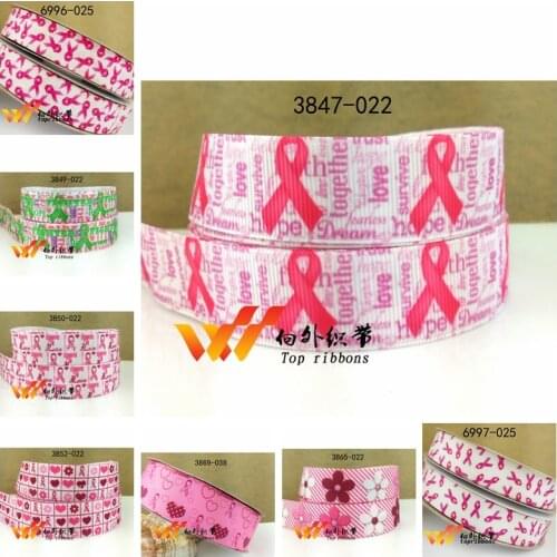 Free shipping 2020 new arrival ribbons Hair Accessories ribbon 10 yards breast cancer awareness printed grosgrain ribbons 3847