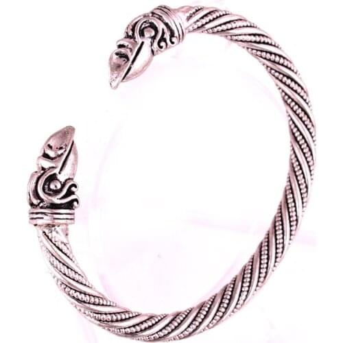 Viking Crow Mammen Raven Carter Bracelet Male Pagan Jewellery Plated Antique Gold Viking Bangle Cuff Bracelet