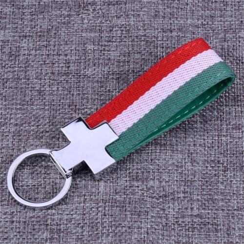 DWCX Italy Italian Flag Car Key Strap Keychain PU Leather Key Ring Fit for Alfa Romeo