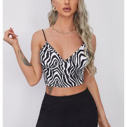 Camisole Women Sexy Leopard Printed Sling Camis Tops Streetwear Deep V-neck Slimming Crop Tops Tank Vest Clothes Street Style