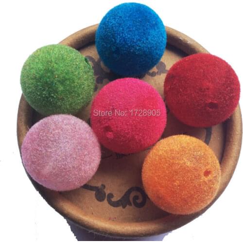 Velvet Beads for Kids Jewelry making 20mm 100pcs Chunky Beads Loose Acrylic Beads Bubblegum Round Ball Beads Flocking Felt Beads