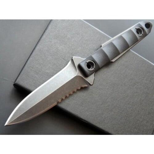 C1290 Straight Knife Sword D2 Blade Stone Wash Steel Handle Camping Hunting Survival Knife Tactical Knives K Sheath Xmas Gift