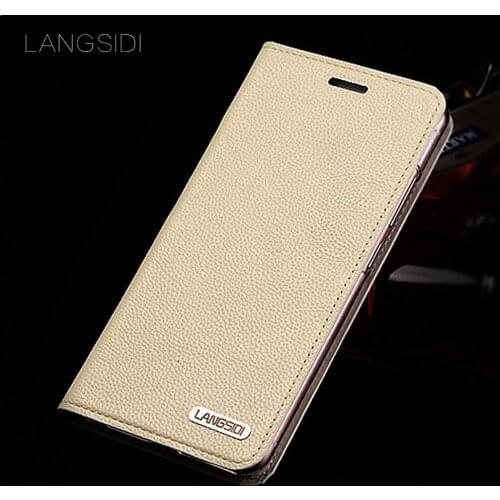 LANGSIDI genuine leather Book Flip cover for iphone 11 pro litchi texture magnetic card case For iphone 12 pro max X XS 7 8 plus