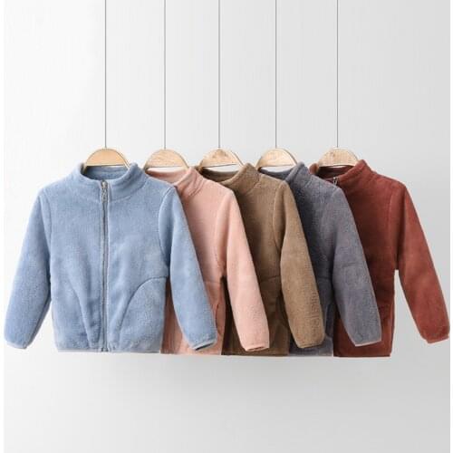 Autumn Winter Children Kids Fleece Jacket Baby Boy Girl Coral Outerwear Coat Plush Warm Jackets & Coats Outfits