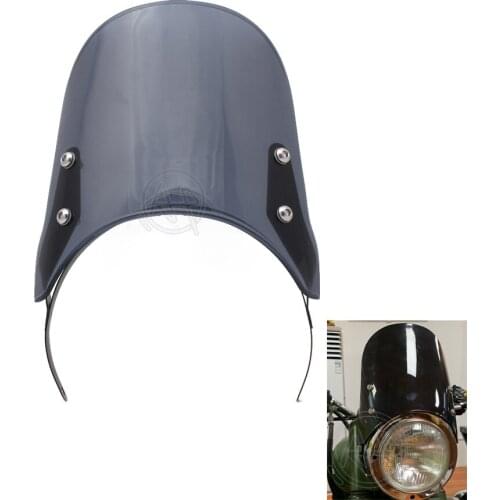 1set Smoke Motorcycle ABS Plastic 7.3" Windshield Compact Sport Wind Deflector Screen For Royal Enfield Classic 500CC Models